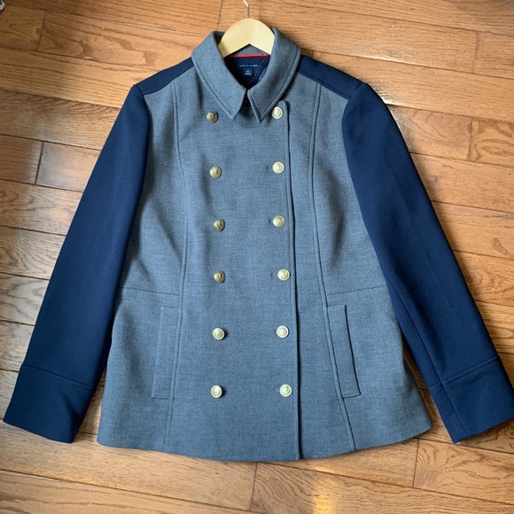 Tommy Hilfiger Jackets & Blazers - Tommy Hilfiger Military Style Grey & Navy Double Breasted Pea Coat
